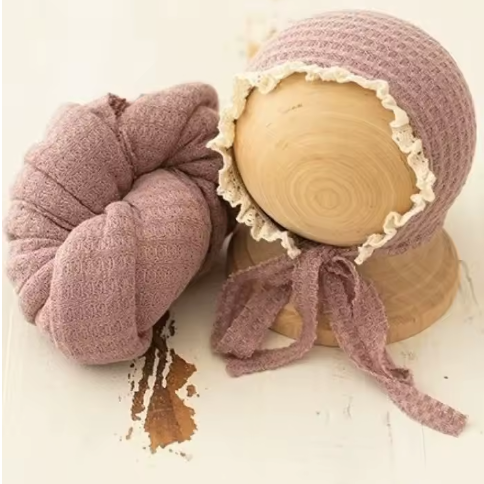 Waffle Knit Blanket and Bonnet