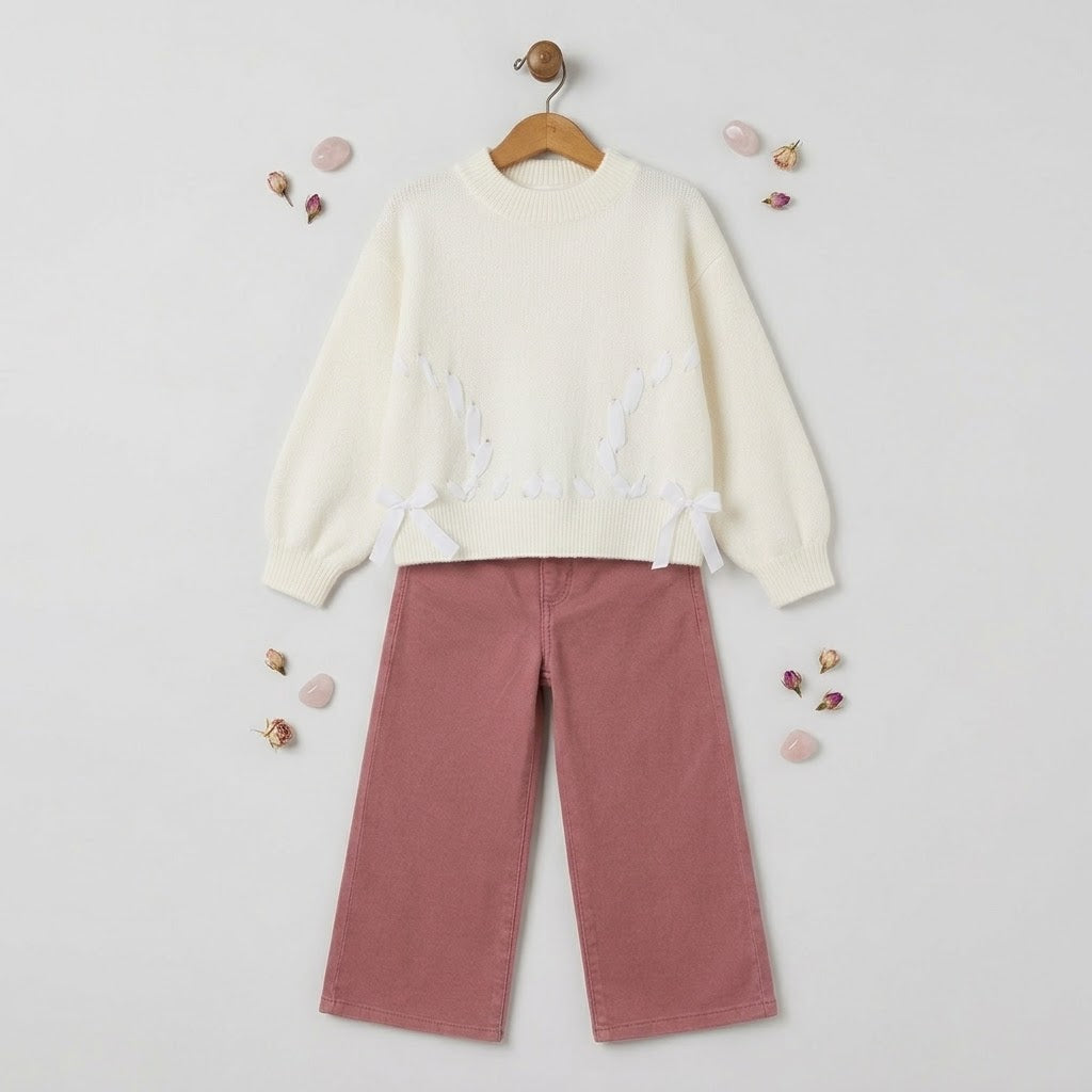 Fuzzy Ribbon Sweater