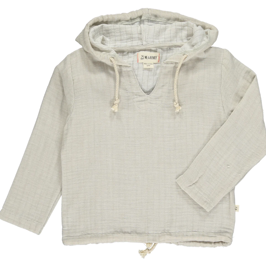 St. Ives Gauze Hooded Top in Stone