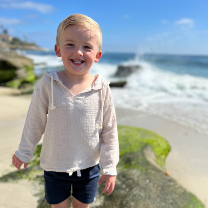 St. Ives Gauze Hooded Top in Stone
