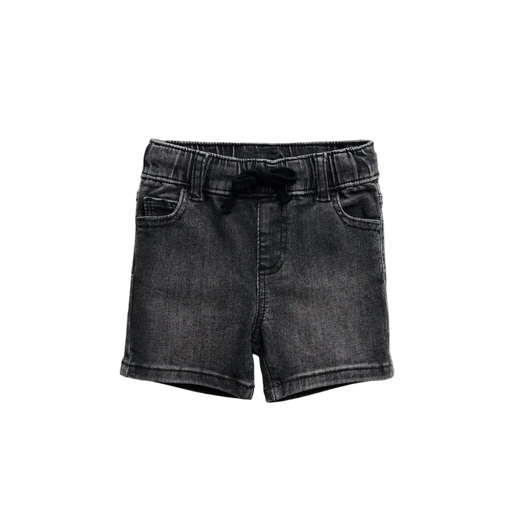 Straight Black Denim Short