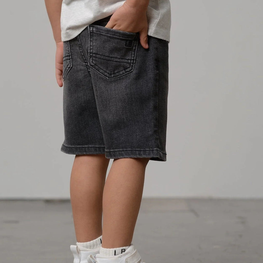Straight Black Denim Short
