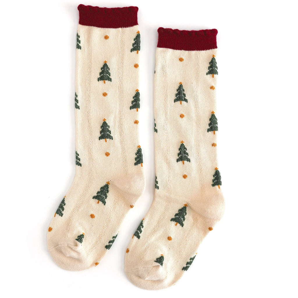 Tree Farm Scalloped Knee High Socks