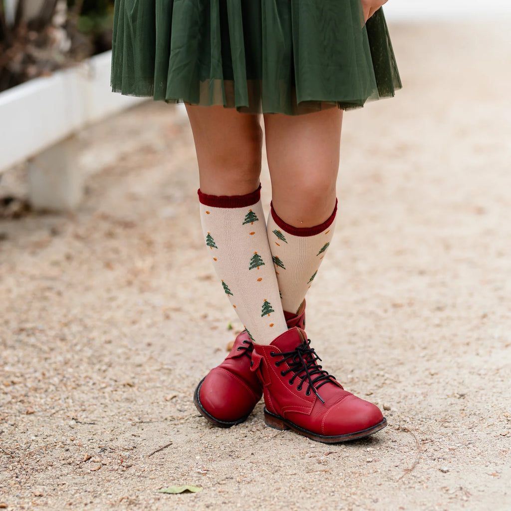 Tree Farm Scalloped Knee High Socks