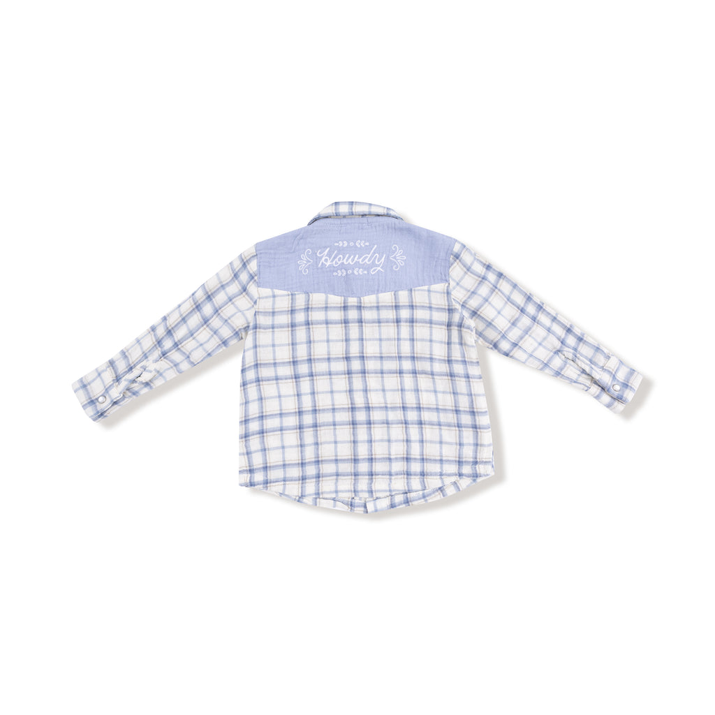 Blue Plaid Pearl Snap Shirt