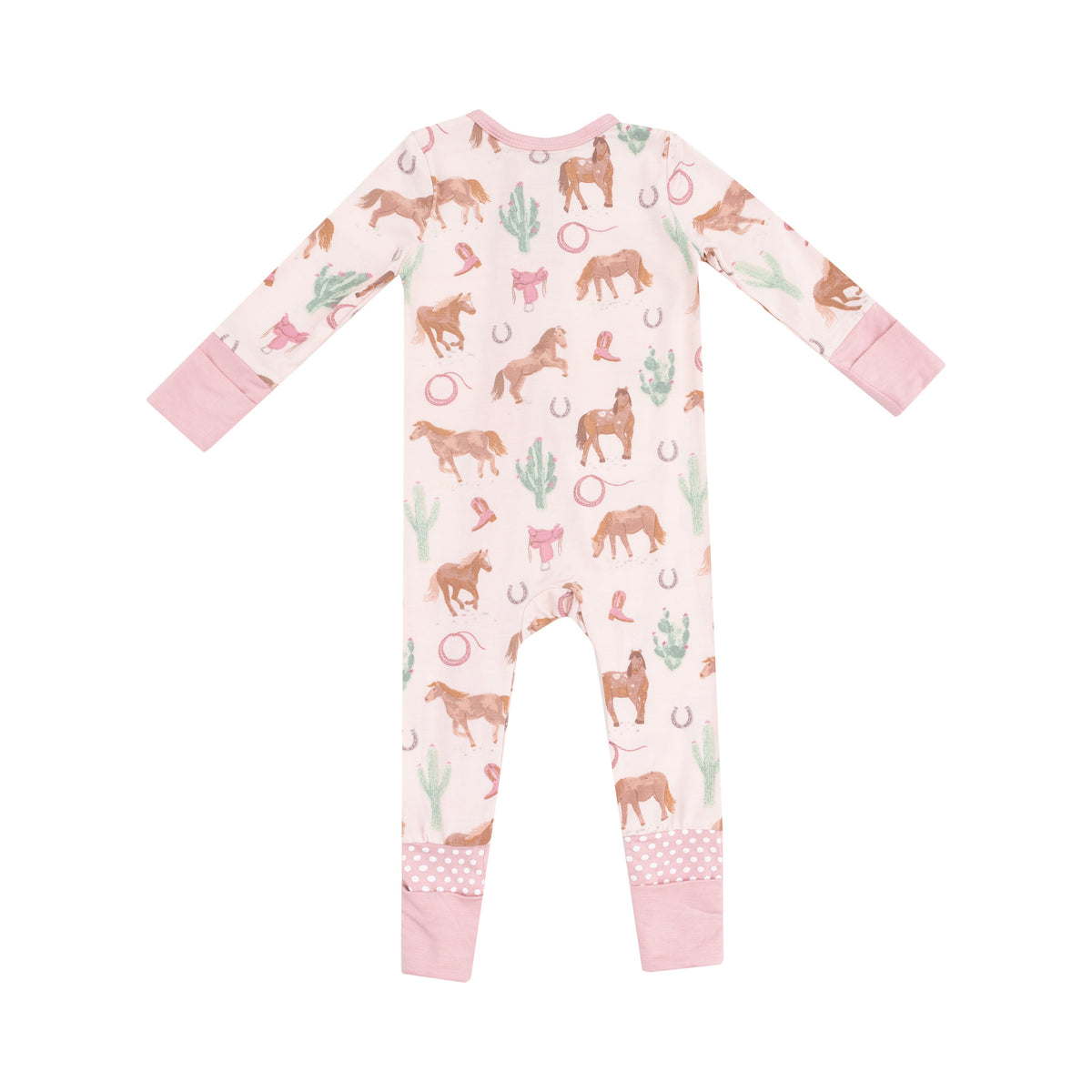 Western Horses Pink Romper