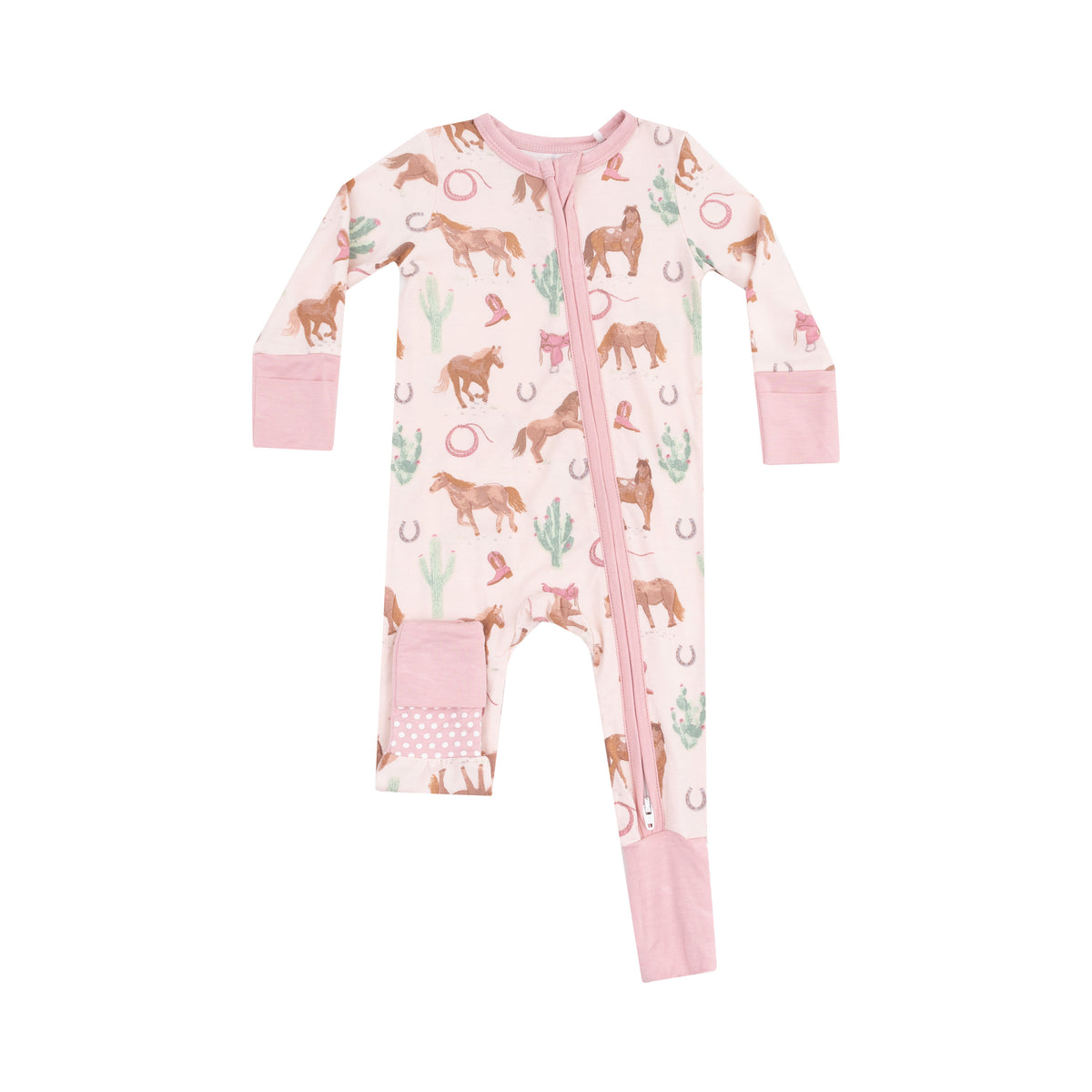 Western Horses Pink Romper