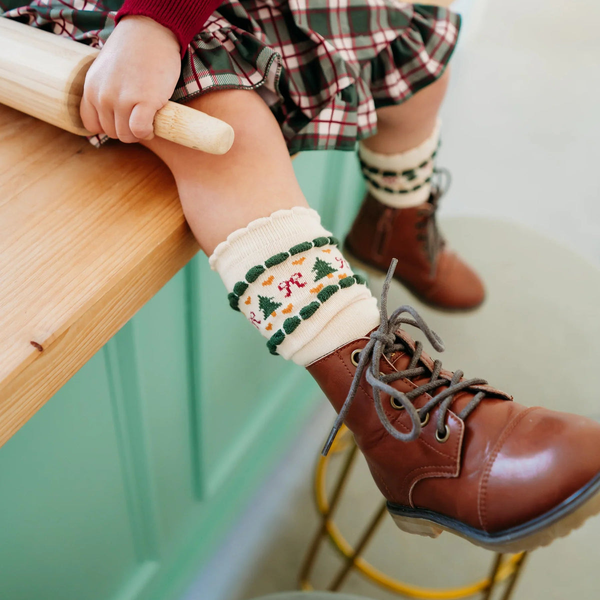 Vanilla Fair Isle Knee High Socks