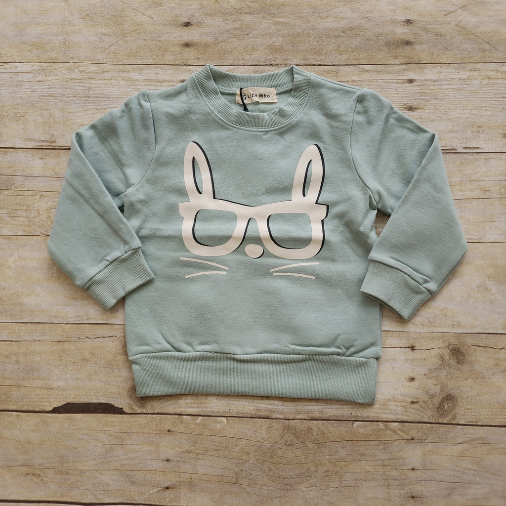 Sage Bunny Glasses Sweatshirt