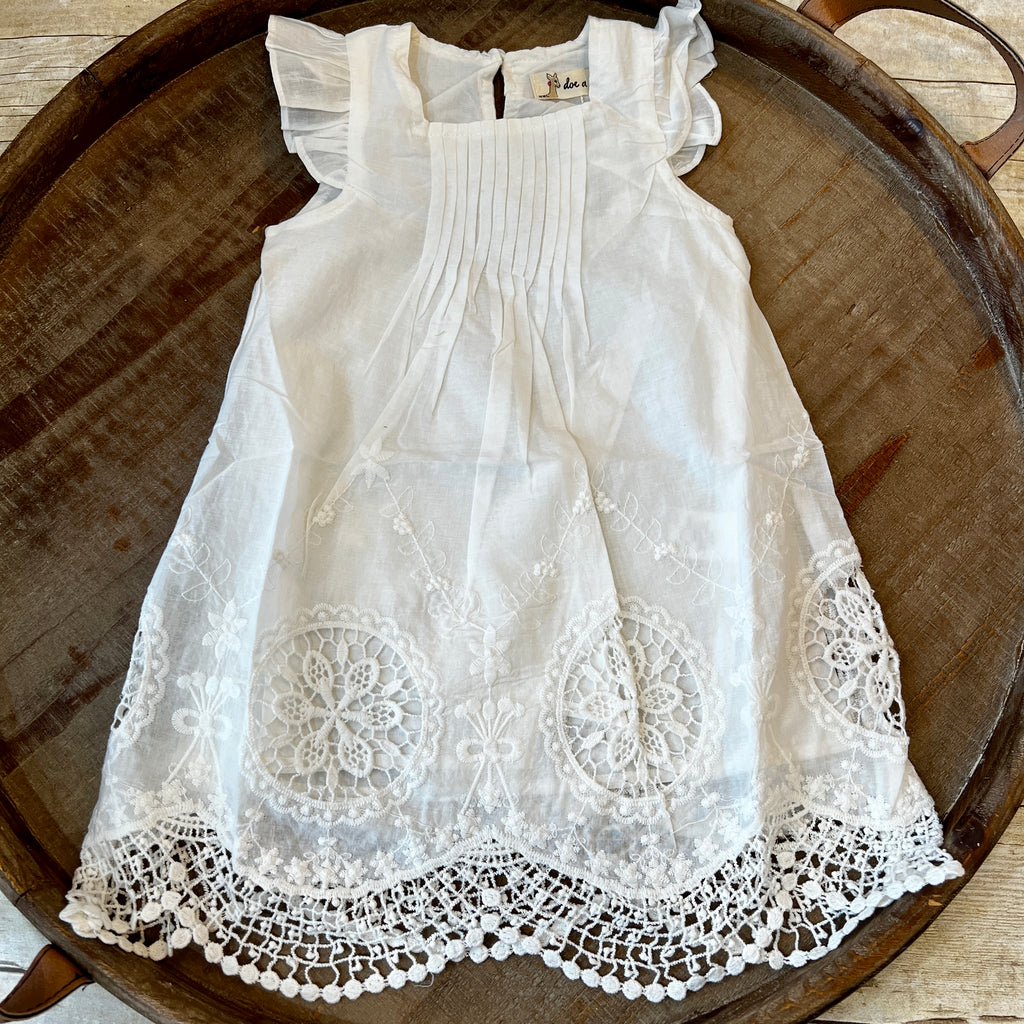 White Linen Crochet Dress