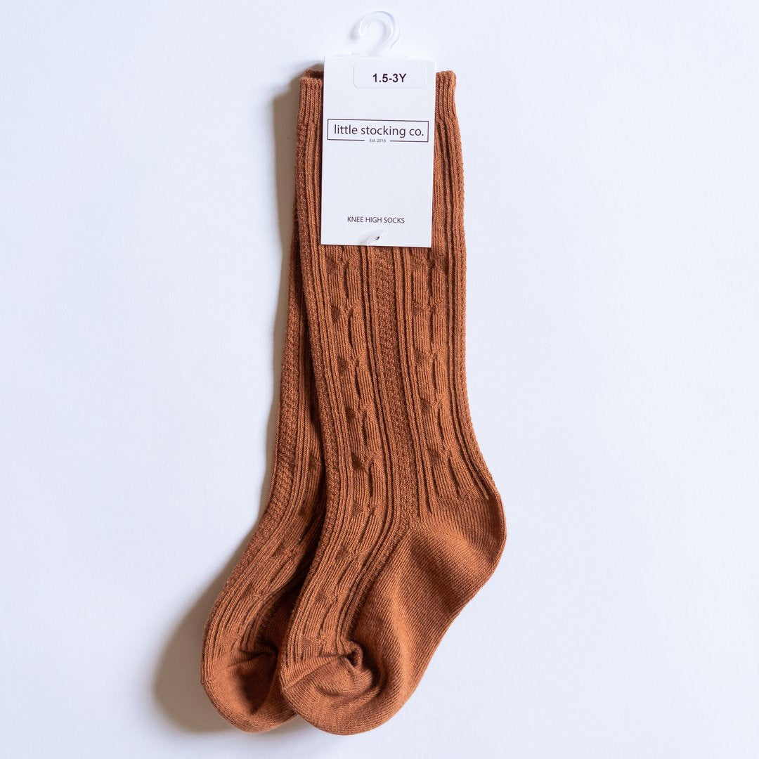 Cable Knit Knee High Socks